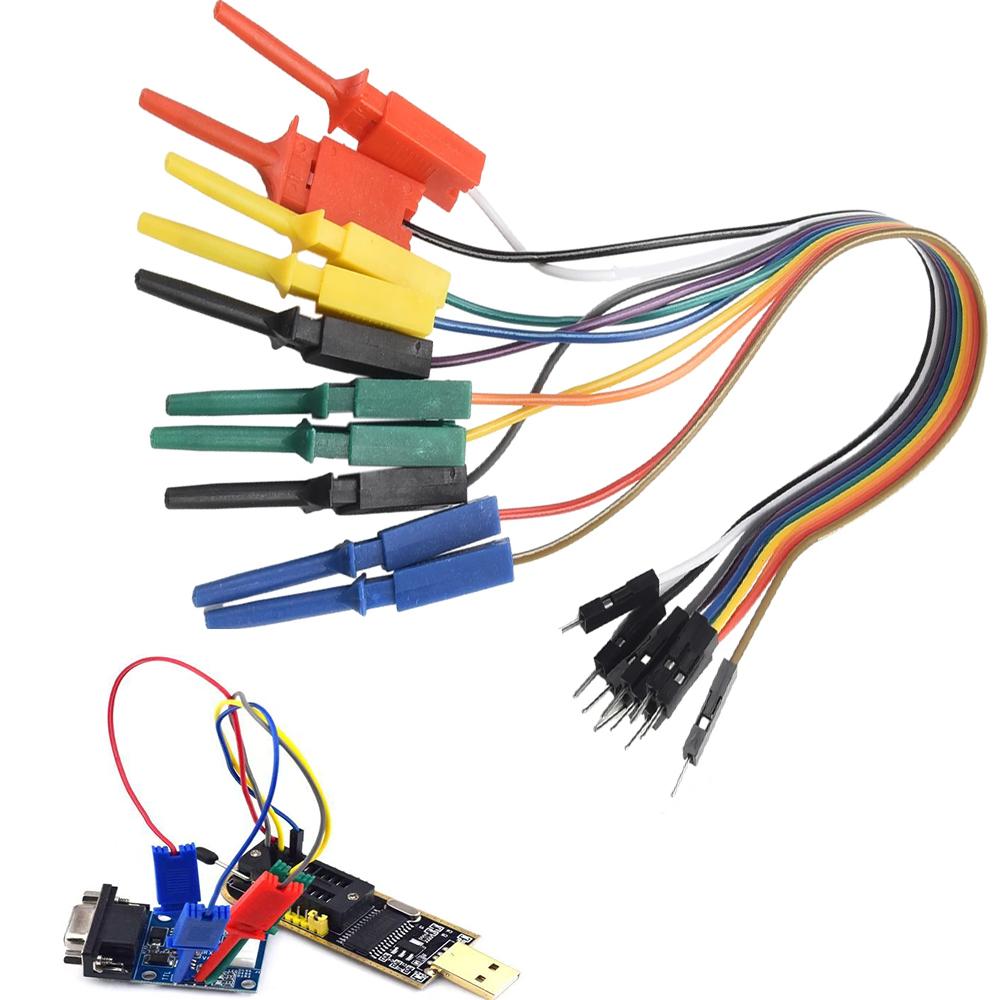 20CM 10 Pin Probe Test Clip Logic Analyzer, High Efficiency Cable Gripper Clamp Kit for Chips Pins Test Testing Probe