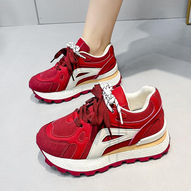 Inner height-increasing women's shoes, new autumn platform sneakers, running feet, small and lightweight dad shoes