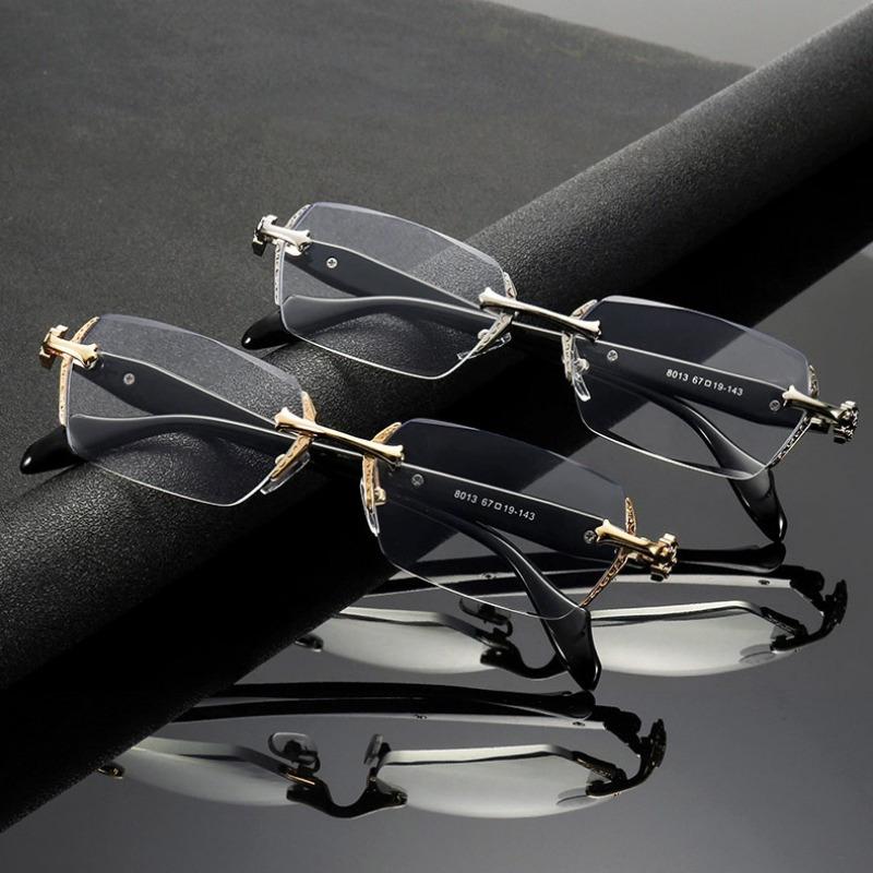 Fashion Harajuku Style Myopia Glasses 0~400 Men Women Anti Radiation Cutting Anti Blue Light Rimless Presbyopia Eyewear