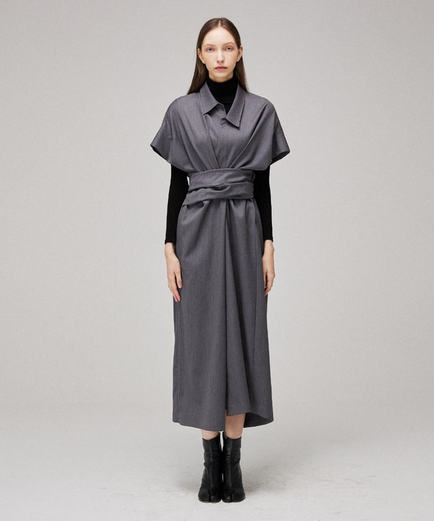 Meuameu Tie Sleeve Detail Shirt Dress