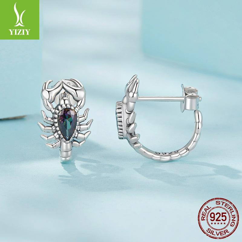 S925 Sterling Silver Retro Scorpion Stud Earrings Cross-Border Ins Style Personalized Creative Men'S And Women'S Earrings