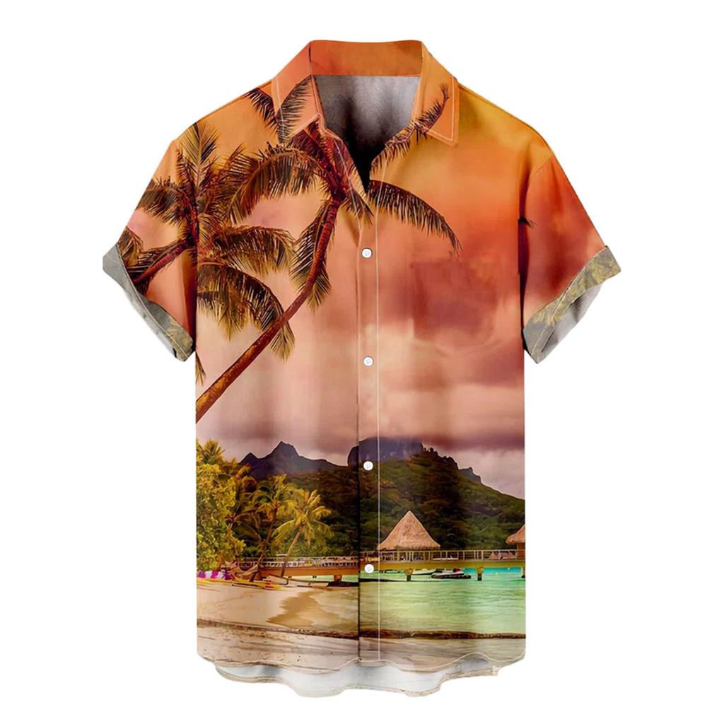 Hawaiian Tropical Print Short Sleeve Shirt, Casual Summer Beach Wear