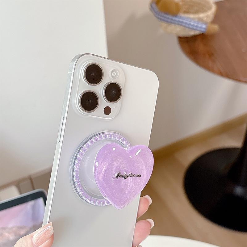 Korean Style Magnetic Retractable Phone Holder & Finger Ring - Creative Gift for Girls