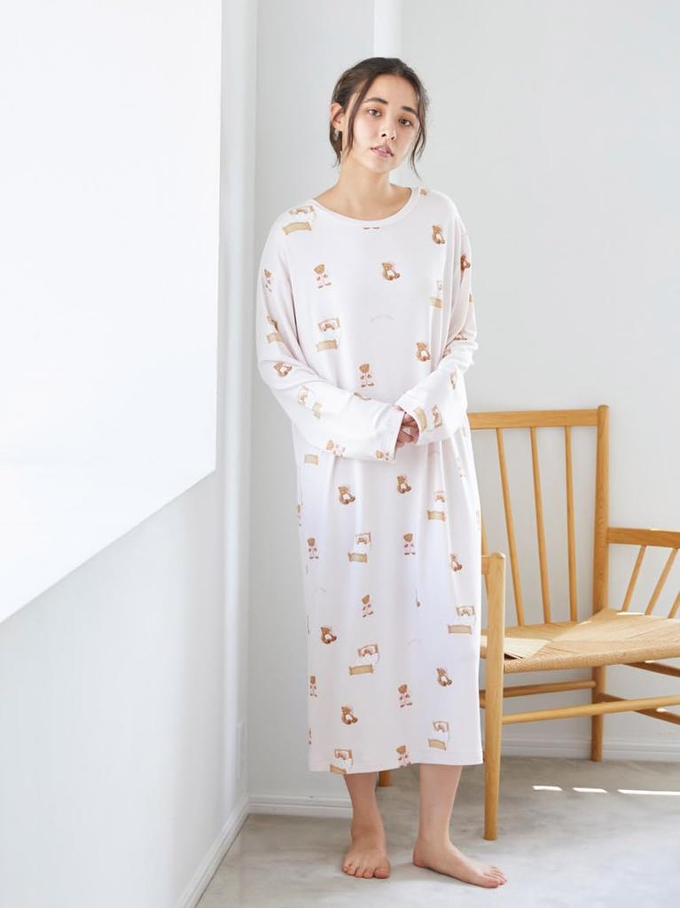 GOOD NIGHT BEAR Pattern Dress PWCO244261 OWHT [Gelato Pique] Women's