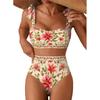 Bikini Set 2 Pezzi Costume da Bagno a Righe Costume da Bagno a Vita Alta