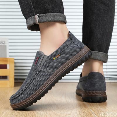 Fashion Casual Men's Single Shoes Spring and Autumn New Style Fabric Breathable Wear-resistant Shallow Mouth Casual Sports Men's Shoes