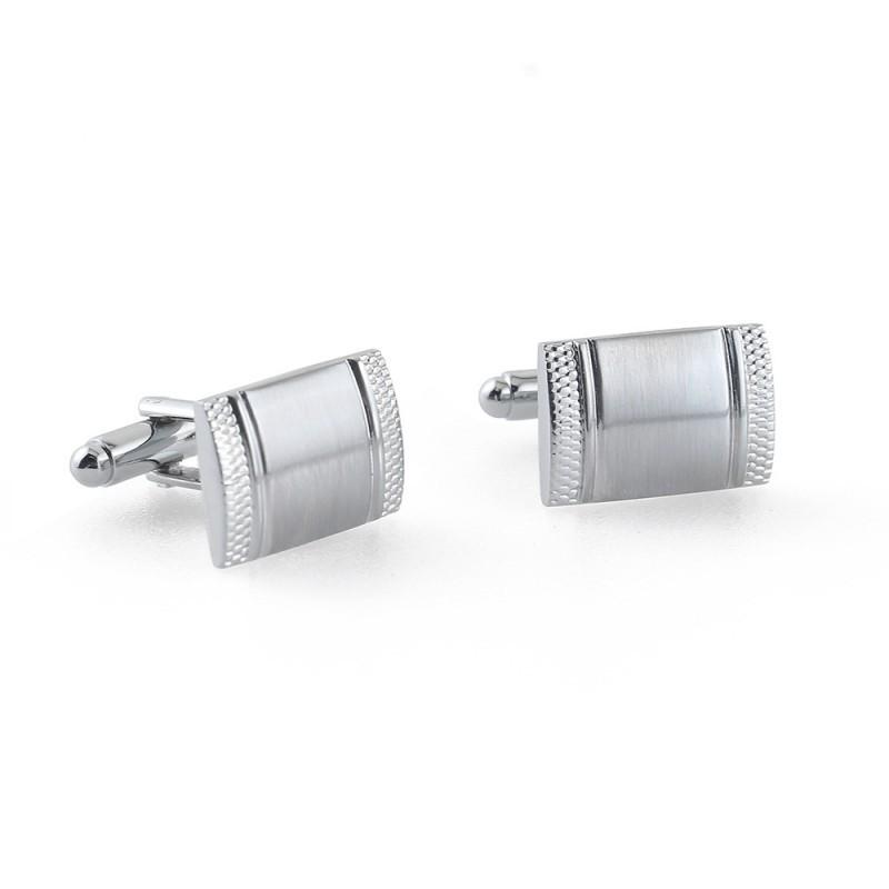 Spot New Boutique Rectangular Plain Brushed Pattern Metal Cufflinks Men s French CL-C053
