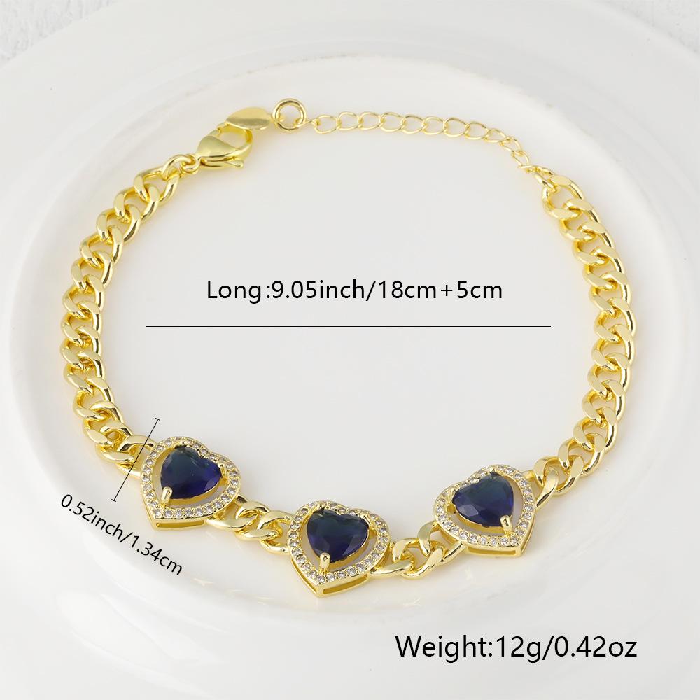 New Light Luxury Micro-inlaid Zircon Geometric Love Color Zircon Pendant Bracelet for Women
