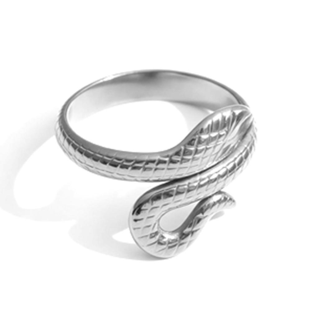 Stainless Steel Snake Sun Moon Spiral Adjustable Open Ring Set (5 Pieces)
