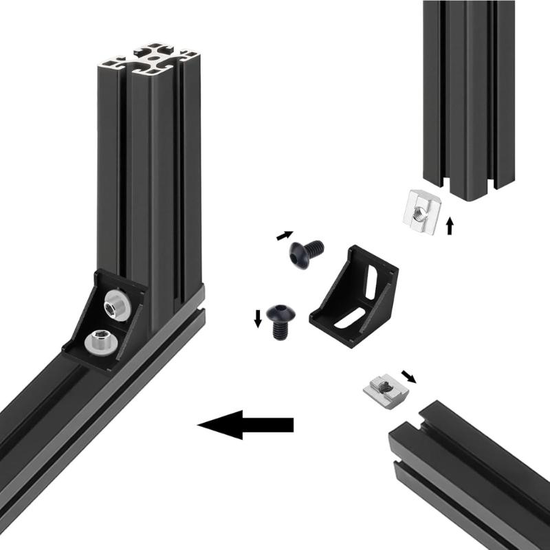 Resilient Metal Profile Fasteners 90 Degree Connection Supports For 3D Printer Structures Cabinet Strengthening  Building