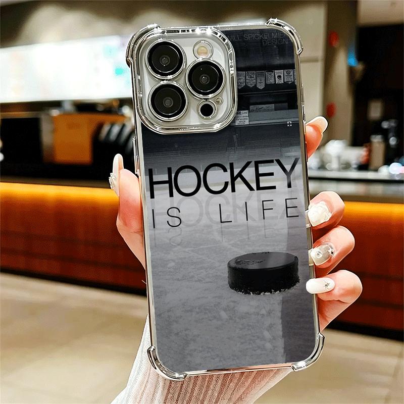 

Ice Hockey Rink Sport Plating Phone Case For Iphone 16 17 Pro Max Air 16E 14 15 Plus 12 13 Mini Anti-Fall Airabag Cover iPhone 13 Pro Max