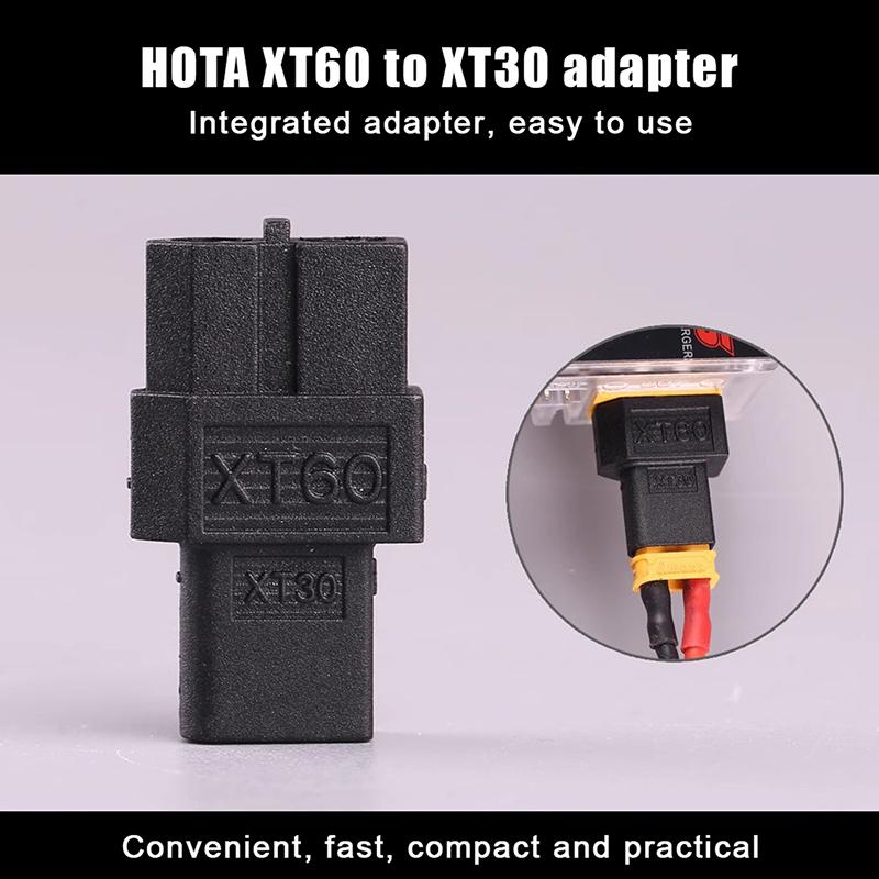 1/2 stk. HOTA XT60 Hunkøn til XT30 Hankøn Adapter til RC Fly Batteristik Reservedele