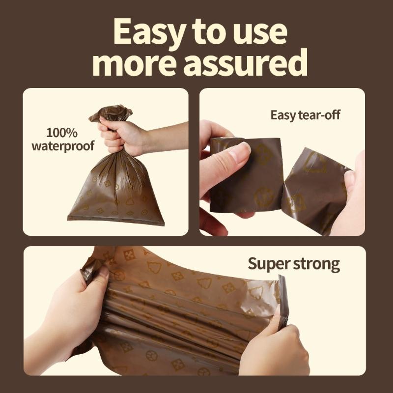 18 Rolls Coffee Scented Pet Poop Bags Easy to Use Waste Bag for Dog with Easy Tear Feature Outdoor Walking Essential