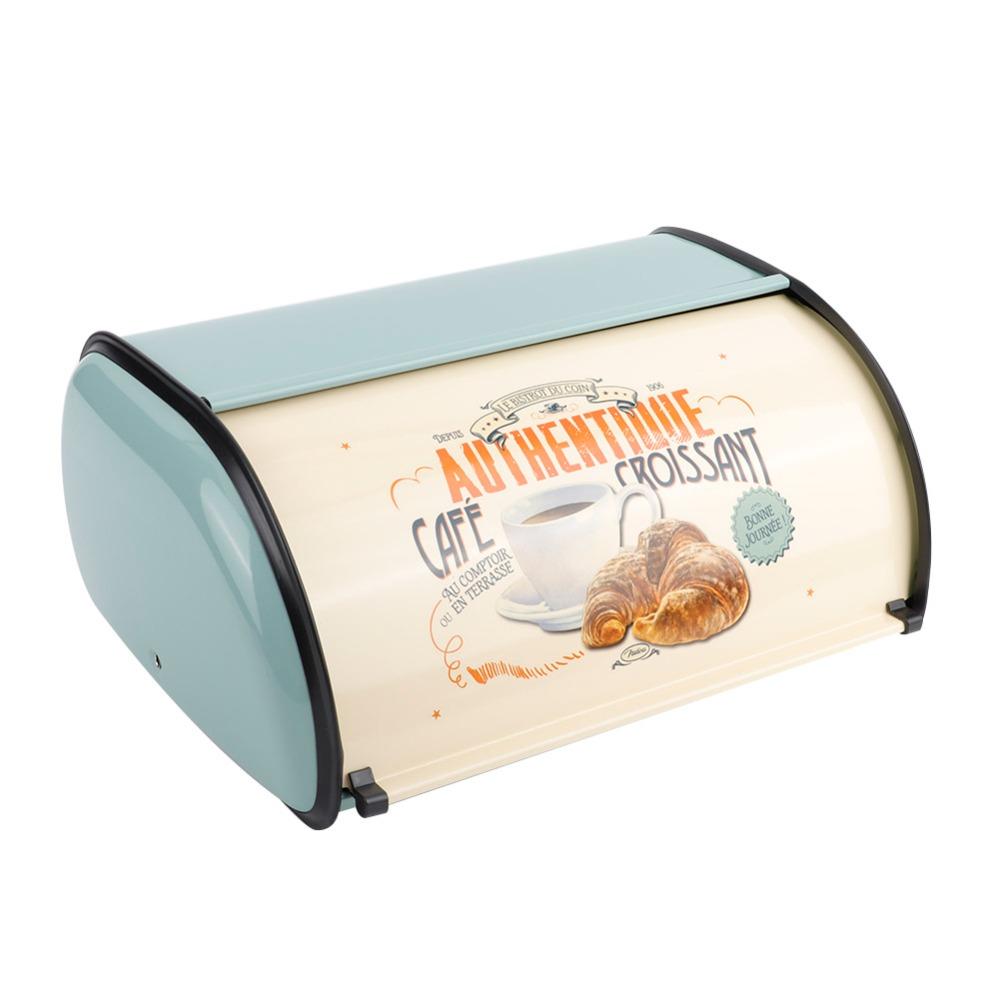Red/Blue Bread Box Metal Food Storage Bin Practical Roll Top Bread Box Kitchen Counter