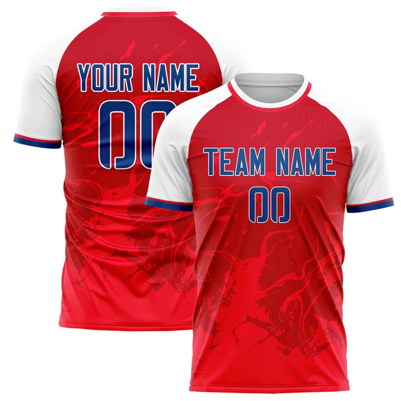 Maglietta da Calcio Personalizzata con Nome Squadra Numero Nome Personalizzata Fai da te Girocollo Magliette Sportive Rosse Vestibilità Larga Asciugatura Rapida Divisa di Squadra