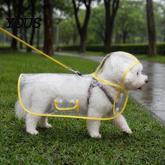Dog Rainwear Clear Raincoat Poncho, Waterproof EVA Rain Suit for Small Medium Dogs, Pet Jacket with Hood And Leash Hole, Teddy Bichon Outdoor Walking