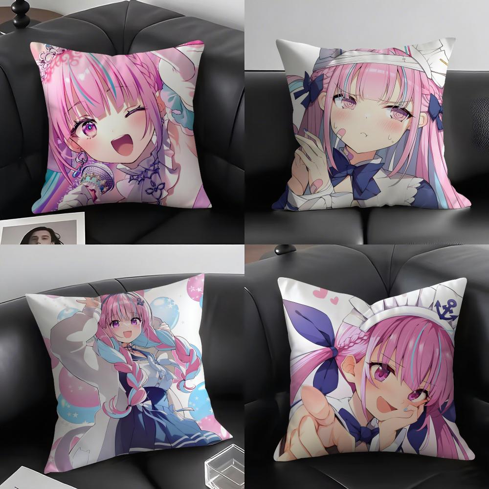 H-Hololive M-Minato Aquas Cushion Cover Pillowcase Ultra Soft Skin Friendly Fabric Cloud Like Comfort & Concealed Zipper