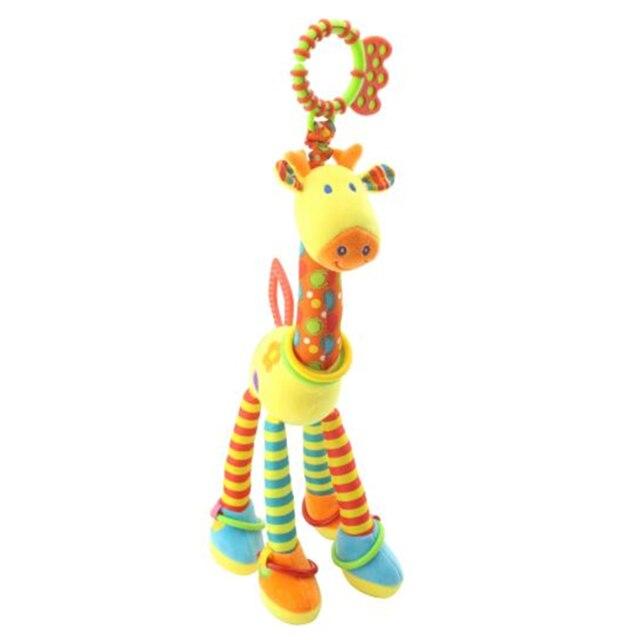 

Мягкие мультяшные куклы-жирафы с животными, колокольчики, погремушки, плюшевые игрушки для малышей, ручка для развития с прорезывателем, детские игрушки 1-3 лет жирафовый