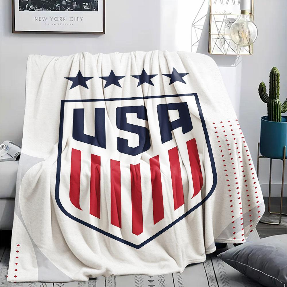 USA Fußball bedeckte Flanelldecke, weicher Überwurf für Schlafzimmer Sofa, waschbar, Fußballfanartikel, tolles Geschenk.