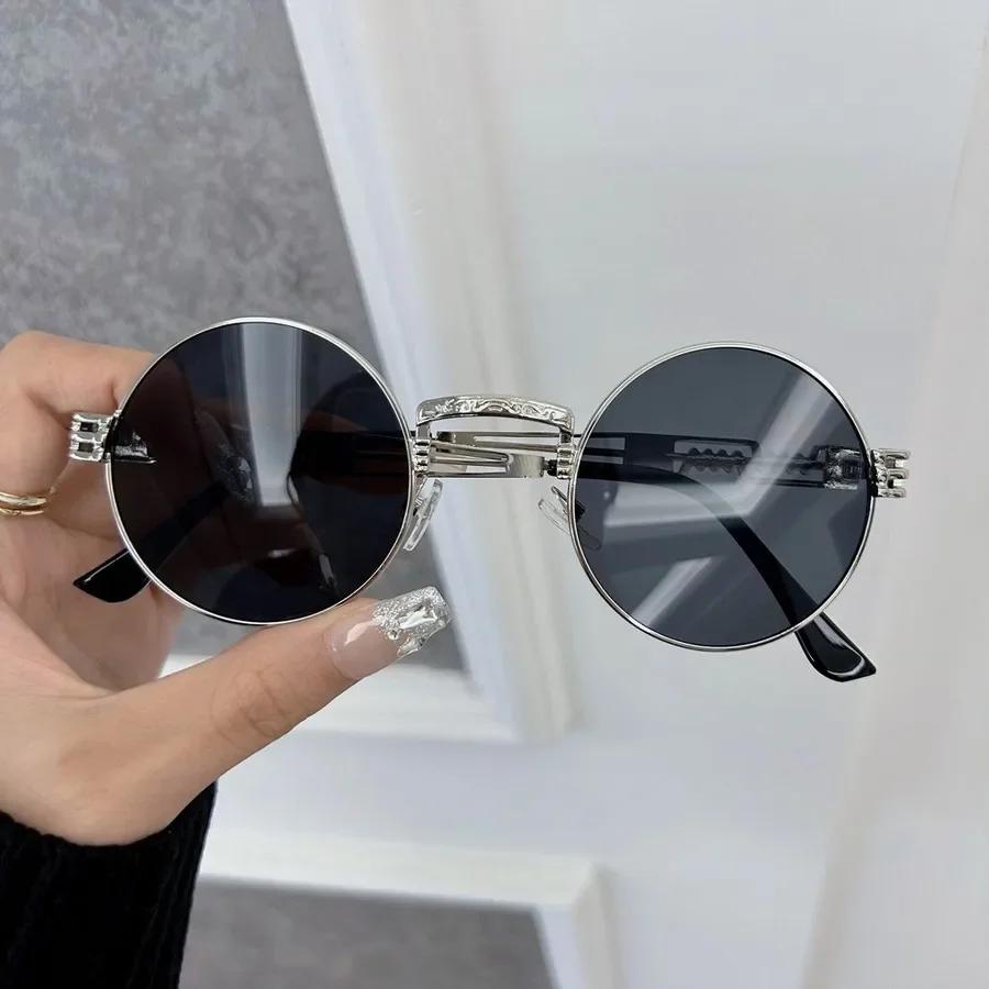 Occhiali da Sole Rotondi Minimalisti Donna Uomo Metallo Punk Colorati Occhiali da Sole Marca di Moda Oculos De Sol