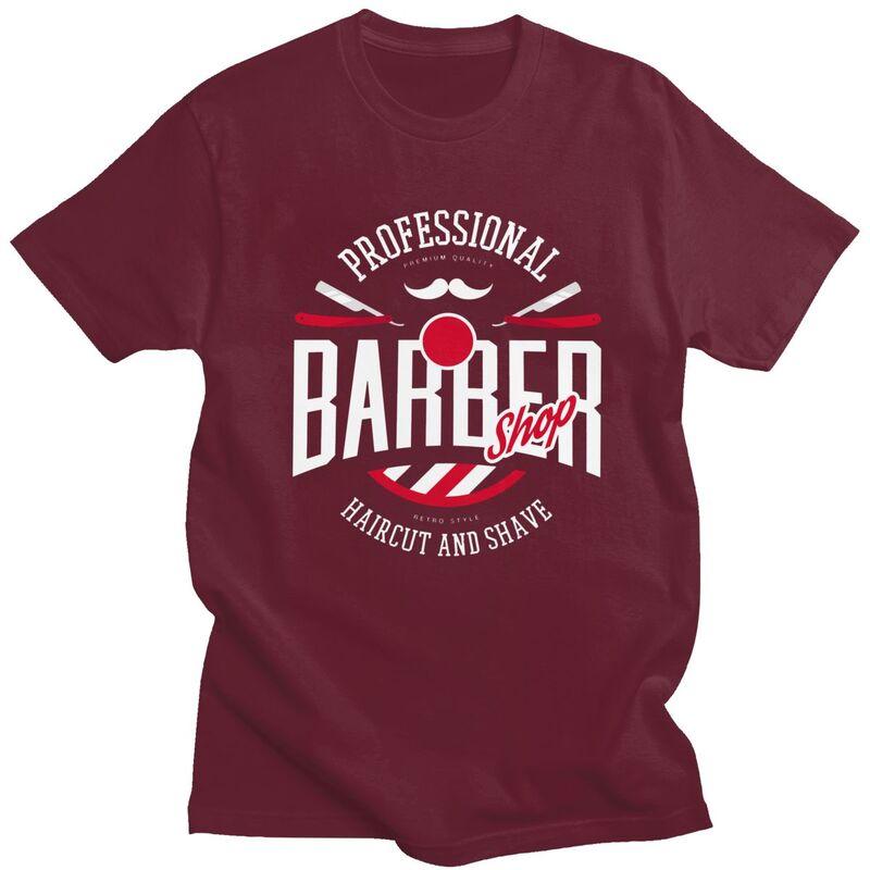 Custom Cool Barber Shop T Shirt Men Short Sleeves Pure Cotton Tshirt Barbershop Hairdresser Hairstylist Gift Tees