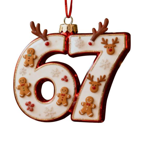 67 Christmas Ornament 2D Flat Funny Six Seven Meme Christmas Decoration