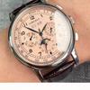 CORGEUT Montre Automatique 42MM ST1655 Bracelet Cuir 316L Boîtier Poli Montre Homme Affichage Jour Nuit
