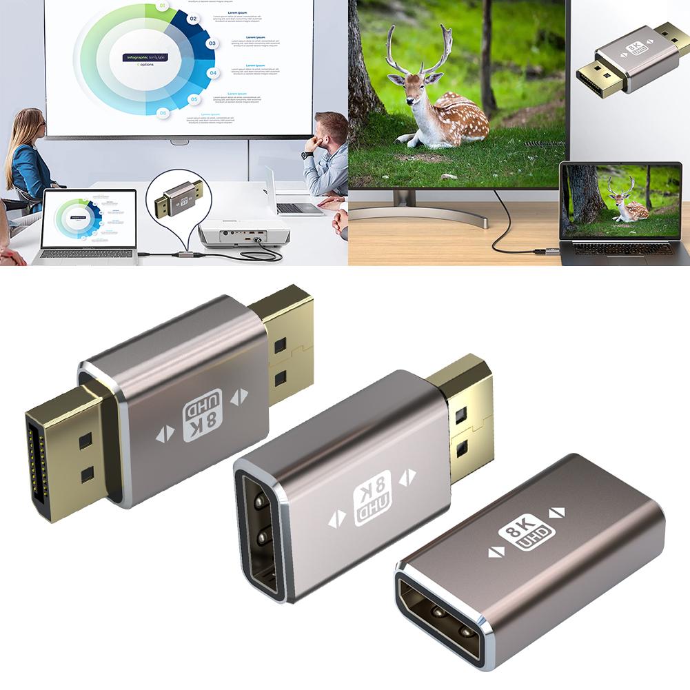 Displayport To Displayport Adapter 8K60Hz Gold-Plated DP To DisplayPort Extension Converter Support Displayport 1.4 for MacBook