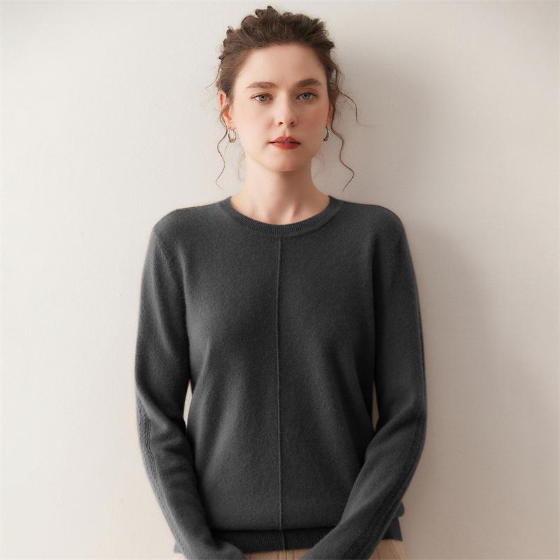 Lekasha Women's Soft Cashmere Round Neck Wool Knit Sweater