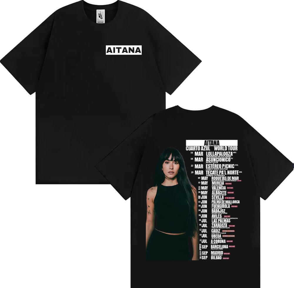 

Singer Aitana Cuarto Azul Album 2025 Cover Graphic T Shirts Unisex Women Harajuku Aesthetic Short Sleeve Cotton Tshirts Streetwear 4XL