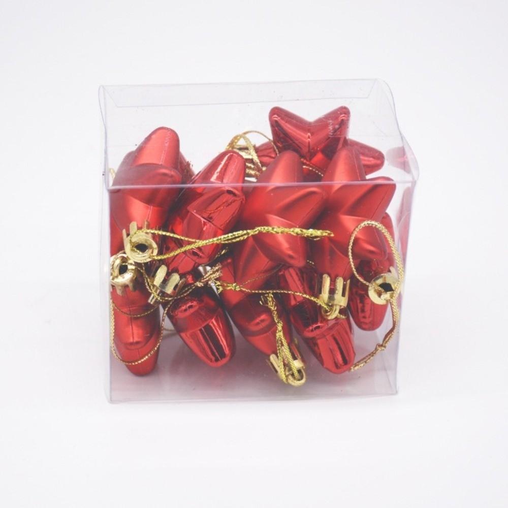 12Pcs Plastic Christmas Heart Shaped Ornaments Bright Christmas Pendants  for Home