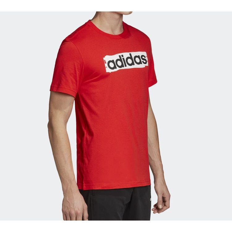 adidas T Shirts Men's Red Crew Neck Moderate Straight Fit DV3053
