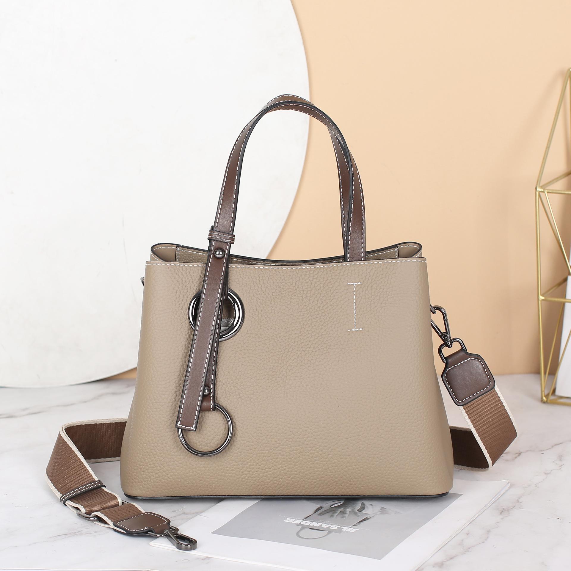 

Женская сумка через плечо из коровьей кожи, большая вместимость, женская модная простая сумка для покупок, практичная и вместительная сумка из мягкой кожи серый