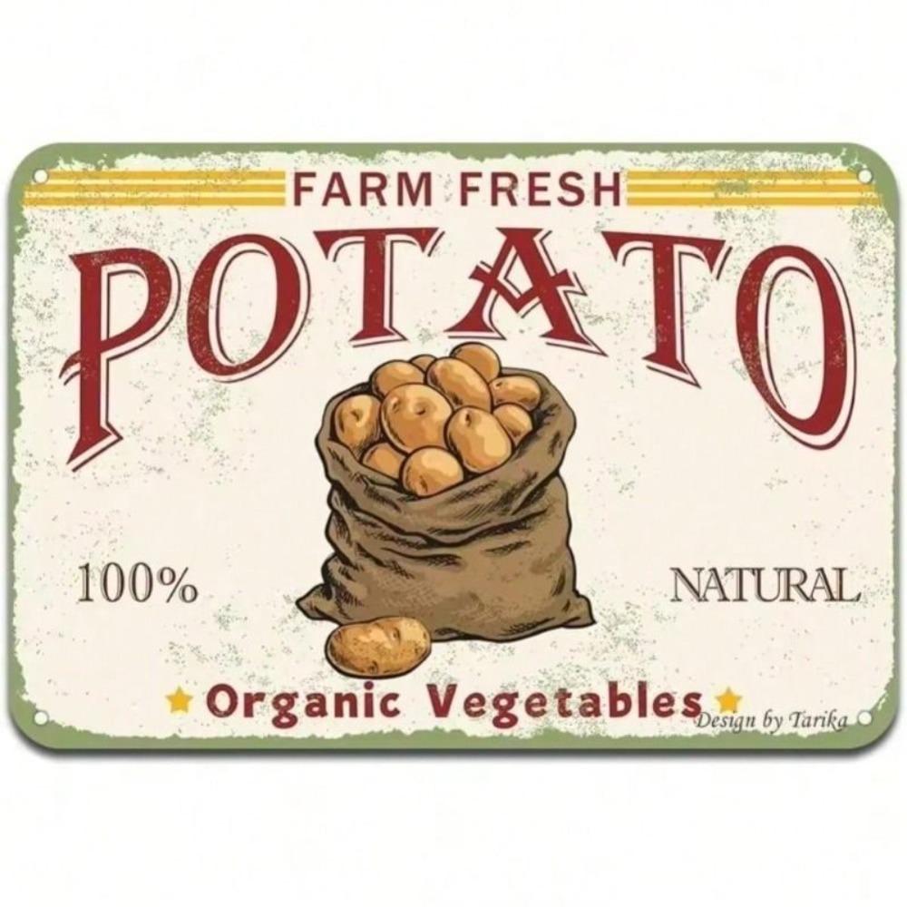 Vintage Potato Metal Sign Cafe Bar Home Decor Tin Plaque Wall Art