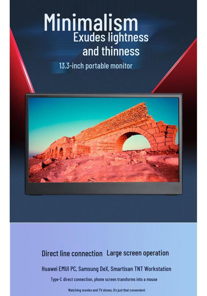 10.1/13.3" IPS HD Slim Touchscreen Monitor with One-Cable Connection for Secondary Screen and Industrial Control.