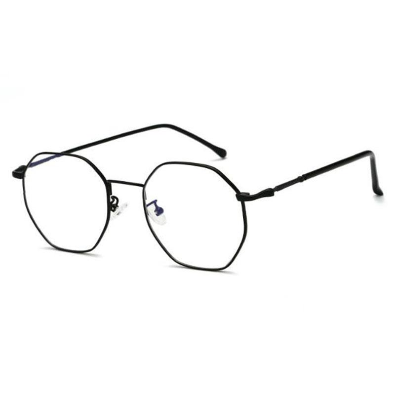 Polygon Glasses Men Vintage Octagon Blue Light Blocking Luxury Metal Eyewear 0 to -6.0 Prescription