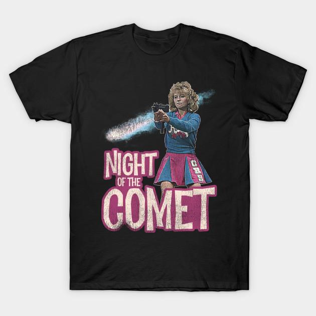 Men Black Print T-shirt Night Of The Comet 80S Cult Horror Film No-Cut Transfer Paper Print Cotton Tshirt 4XL чёрный