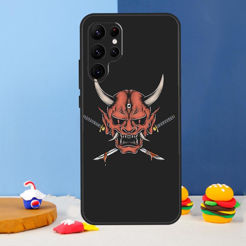 Japanese Samurai Oni Mask Phone Case For Samsung Galaxy S24 Ultra S9 S10 S20 FE S22 S21 S23 Plus S25 Ultra Cover Coque