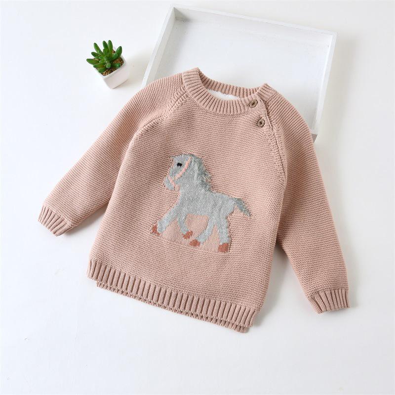 

Girls Fleece-Lined Knitted Sweater - Autumn/Winter Korean Style 100 cm