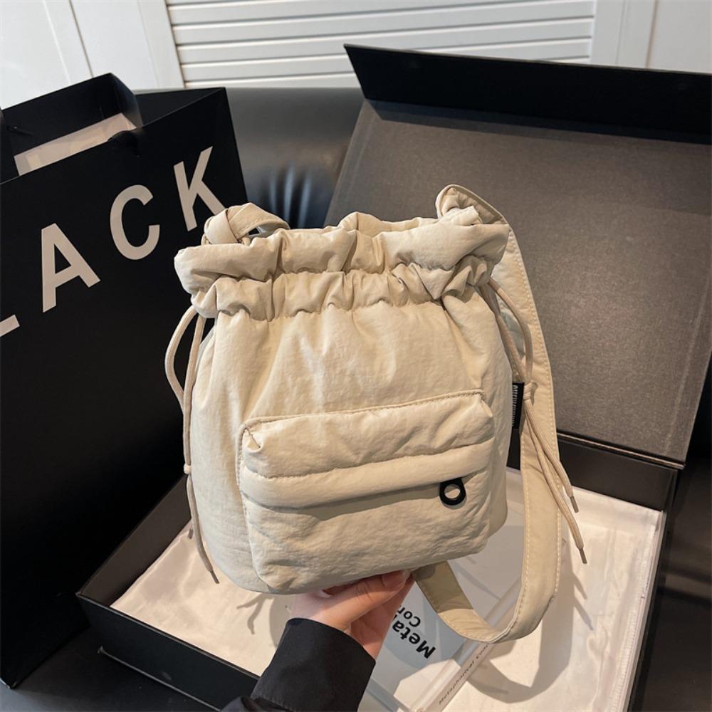 Simple Drawstring Bag Commute Nylon Handbag Portable Shoulder Bag  Outdoor