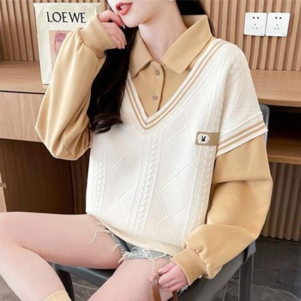 Navava Casual Two In One Collar Long Sleeve Sweatshirt Nt2290