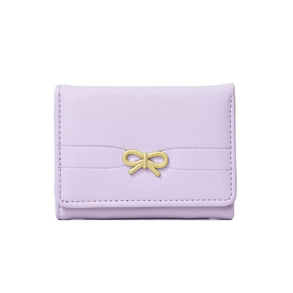 Bow Student Simplicity Wallet Solid Color Card Organizer Portable Card Holder  Card Holder Bag