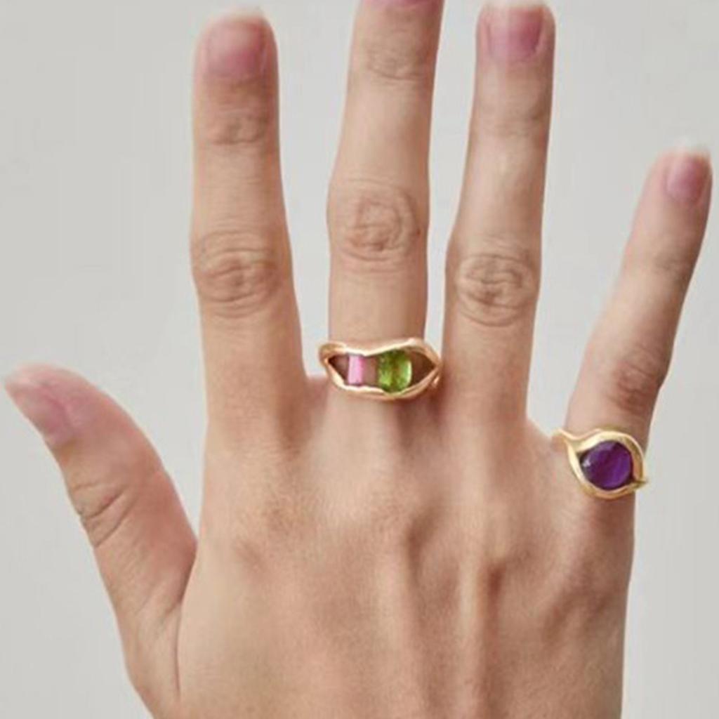 Multicolor Cubic Zirconia Fashion Rings Sturdy Titaniums Steel Jewelry 3 Sizes Elegant Gifts Decoration for Women