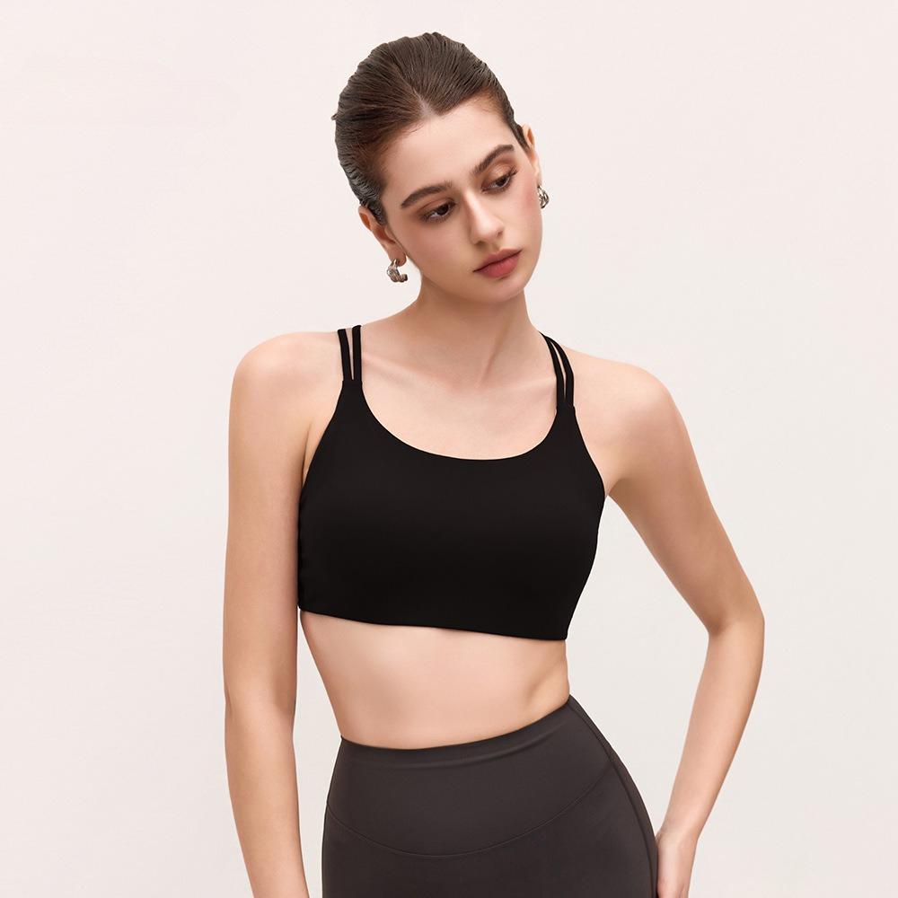 Bare Feel Yoga Tank Sports Bra for Women Crisscross Back Fixed Integrated Cup Active Intimates for Fitness Workout