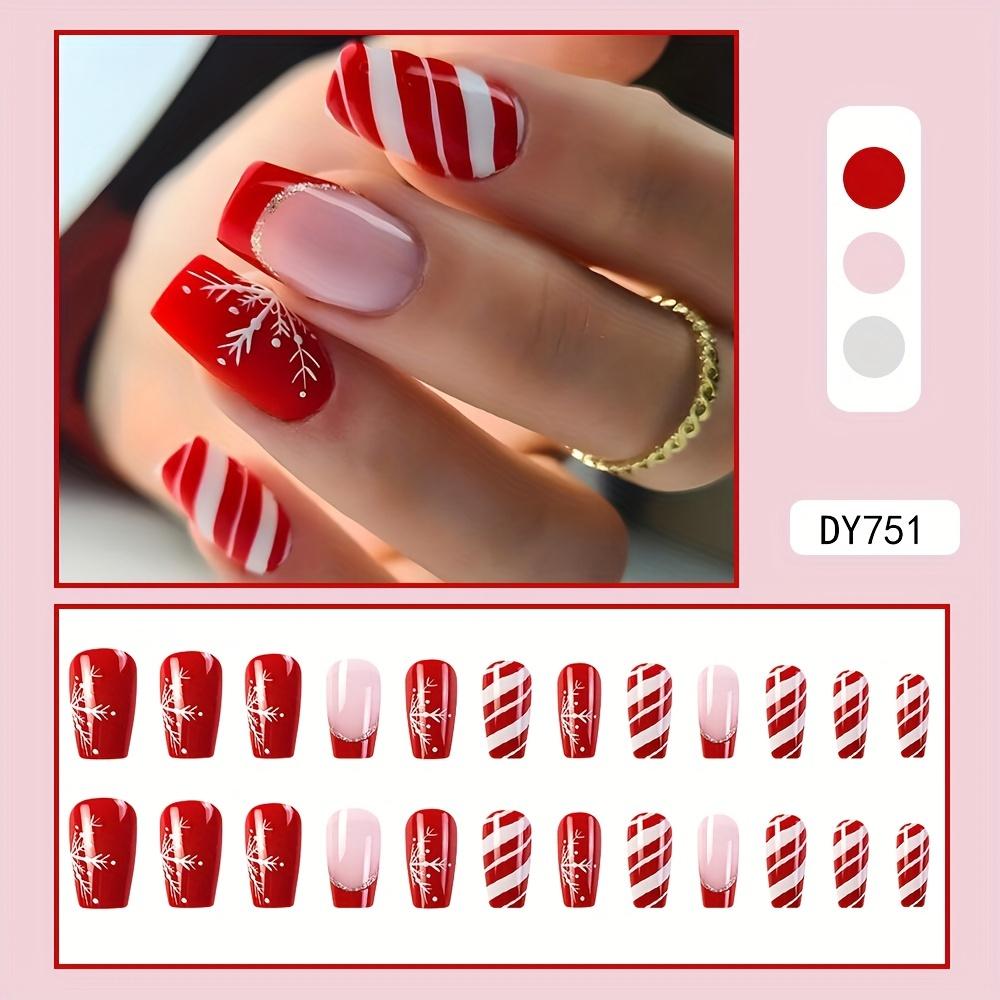 24pz Unghie Finte Corte Lucide Stile Balletto Unghie Fiocco di Neve Bianco Unghie Finte Francesi Per Donne Ragazze