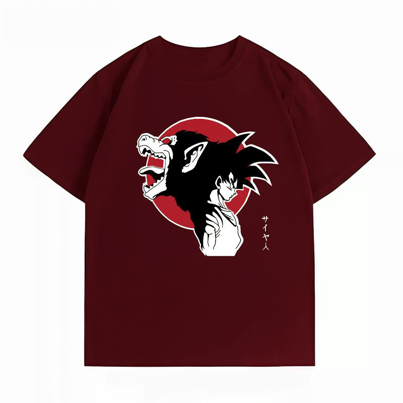 Dragon Ball Goku Oozaru Saiyan Silhouette Print Tshirt Casual Short Sleeve Cotton Anime Streetwear Unisexs Tshirt