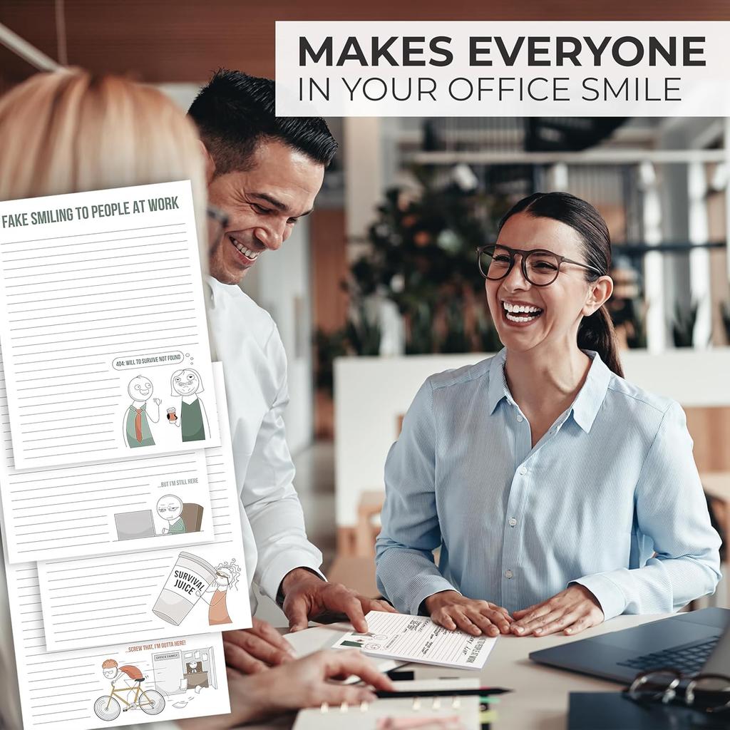 ZICOTO Super Funny Notepads - Hilarious Office Gift for Your Women Coworkers - Set of 4 Office Supplies Memo Pads w/ 4 Assorted Designs, 50 Sheets