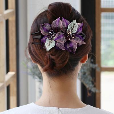Hårnål för kvinnor i koreansk stil Mode Huvudsmycke Stor Blomma Hårspänne Hårklämma Utsökt Kristall Huvudsmycke Hästsvansklämma