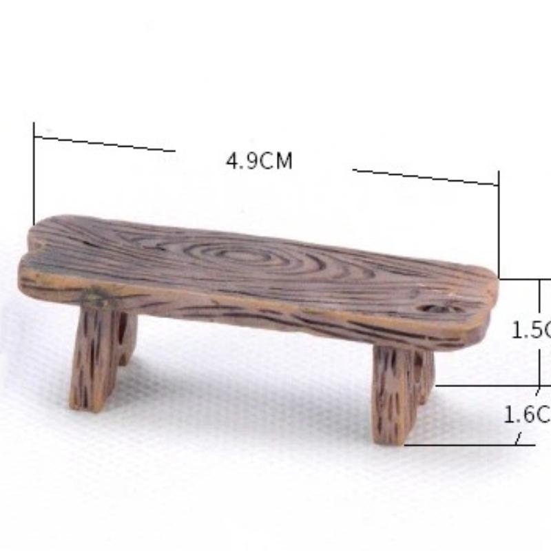 2pcs Mini Wooden Chair Stool Fairy Garden Miniatures Decor Couple Bench Action Figurine DIY Doll Houses Accesories