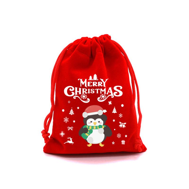 12/24pcs Christmas Lint Gift Bags Drawstring Pouch Party Return a Salute Gift Packing Bag Xmas Party Supplies Gift Favor Navidad